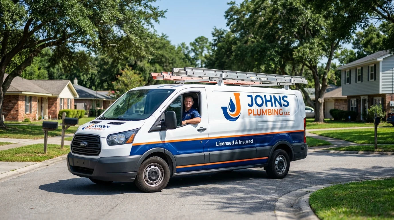 Johns Plumbing LLC service van in Lynnfield, MA