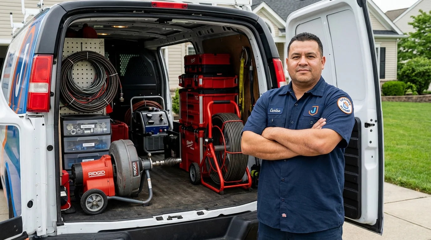 Professional drain cleaning equipment and Johns Plumbing LLC plumber in Lynnfield